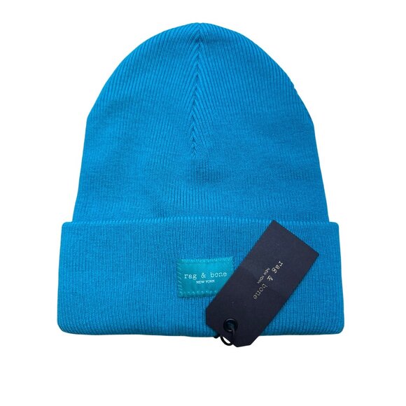 Rag & Bone New York Aqua Blue Knit Beanie Hat One Size - New - Picture 1 of 12